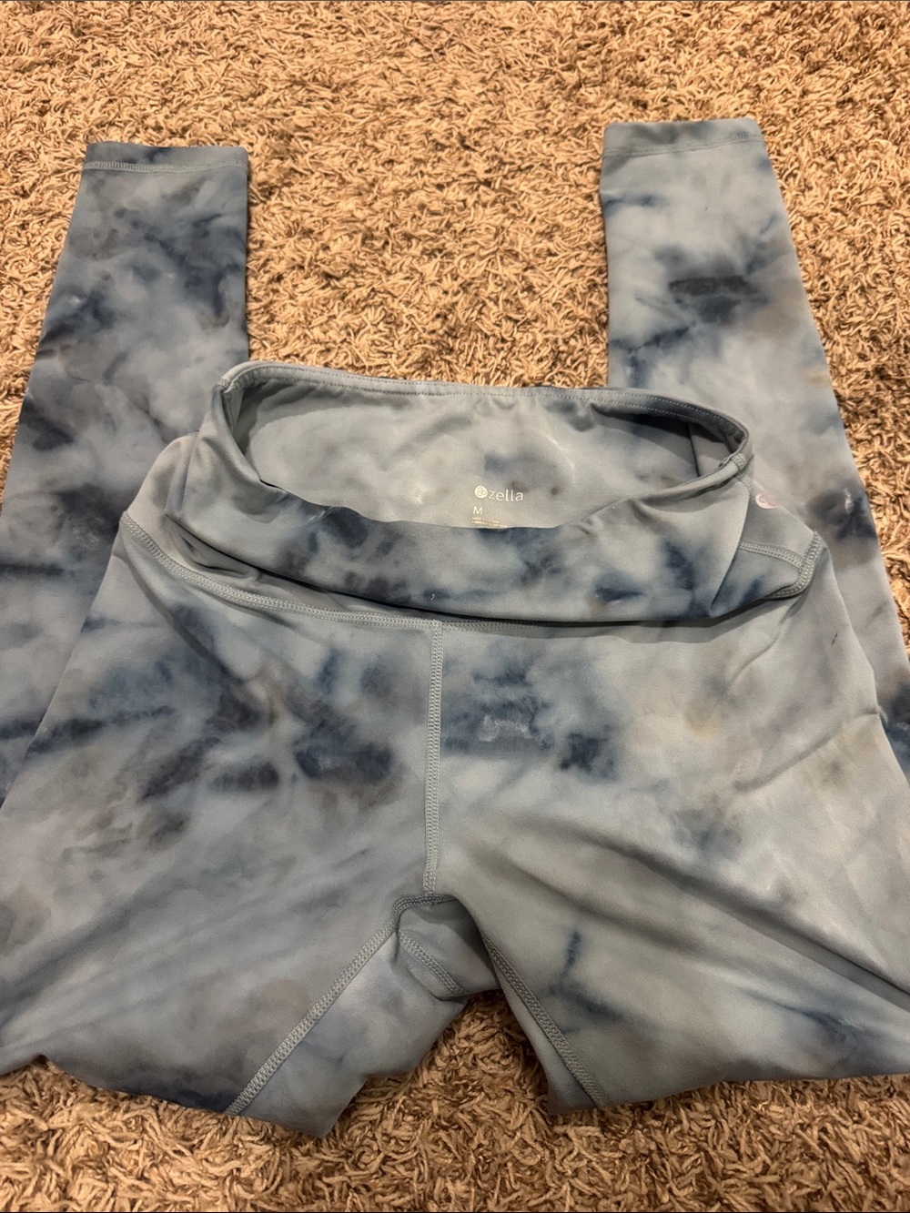 Zella Light and Navy Blue Tie-Dye High-Rise Leggings